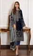 Baroque - 3PC (Unstitched) 9000 Micro Velvet Embroidered Suit