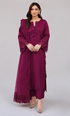 Nadia Farooqi - 3PC (Unstitched) Lawn Embroidered Suit (Plum) - GIR603