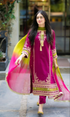 3PC-Heavy Embroidered Dhanak Suit with Bamber Chiffon Duppatta - GH1020