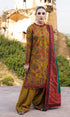 HUSSAIN REHAR - 3PC Heavy Embroidered Dhannak shirt with Printed Wool Shawl - GKA7514